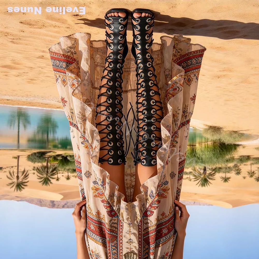 Women Gladiator Knee High Sand - đánh giá và giá Knee High Boots Women