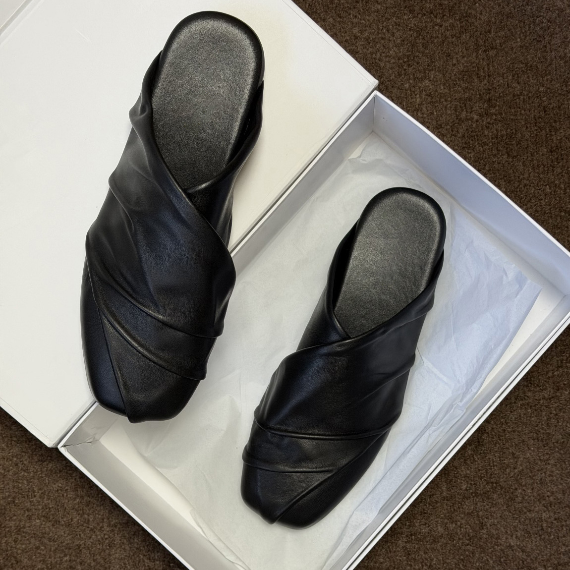 Black Vintage Leather Shoes Si - đánh giá và giá Mule Slip On