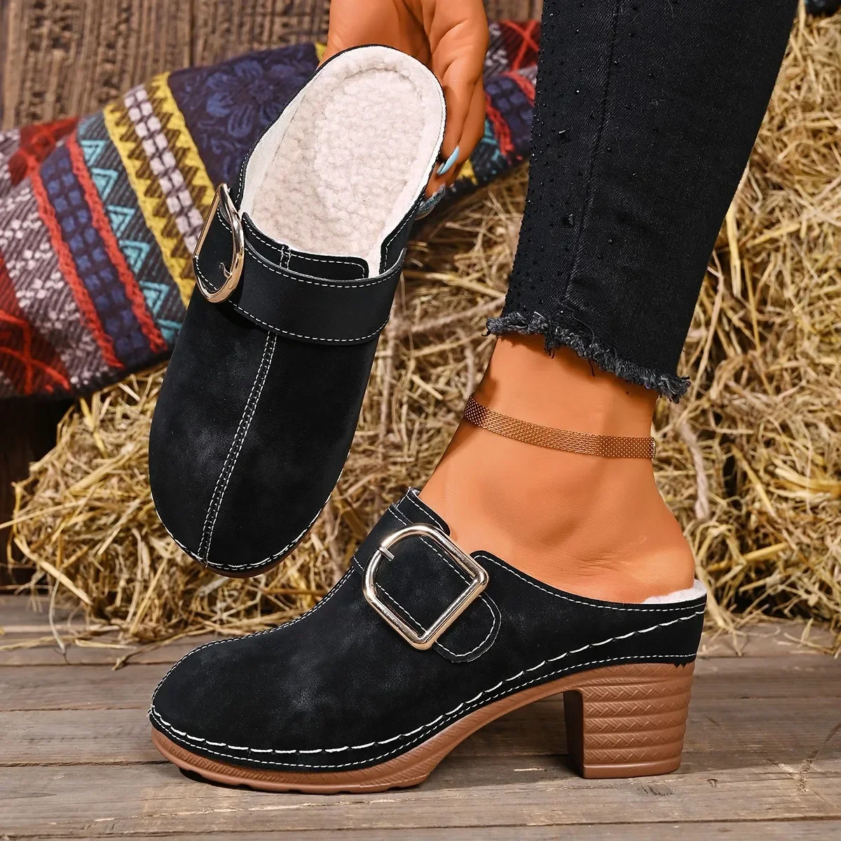 Women Mules Slippers Chunky He - đánh giá và giá Women'S Shoes Clogs