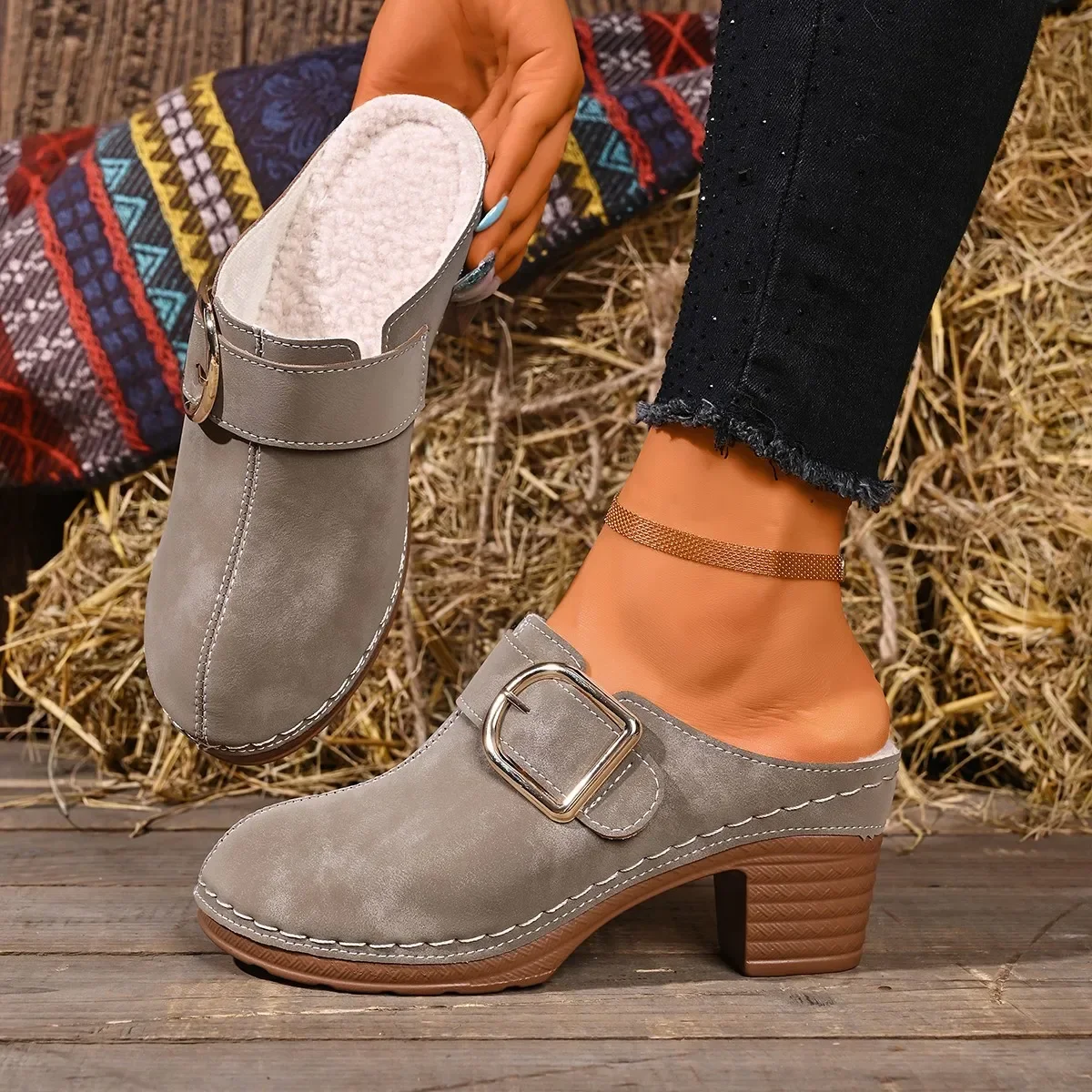 Women Mules Slippers Chunky He - đánh giá và giá Women'S Shoes Clogs